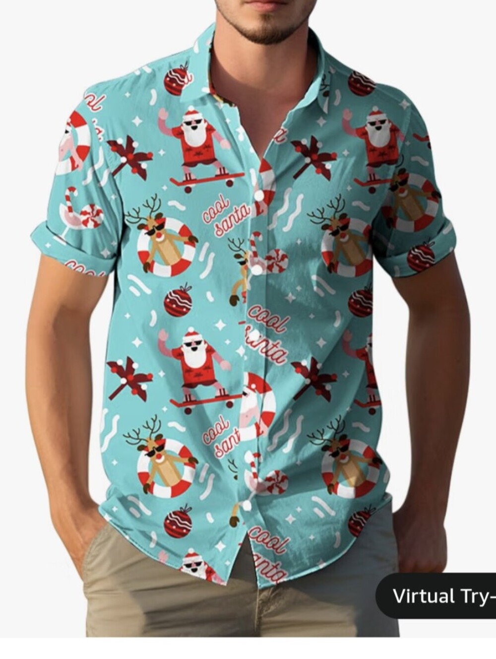 DRESS FOR ADVENTURE | cool santa hawaiian christmas button down